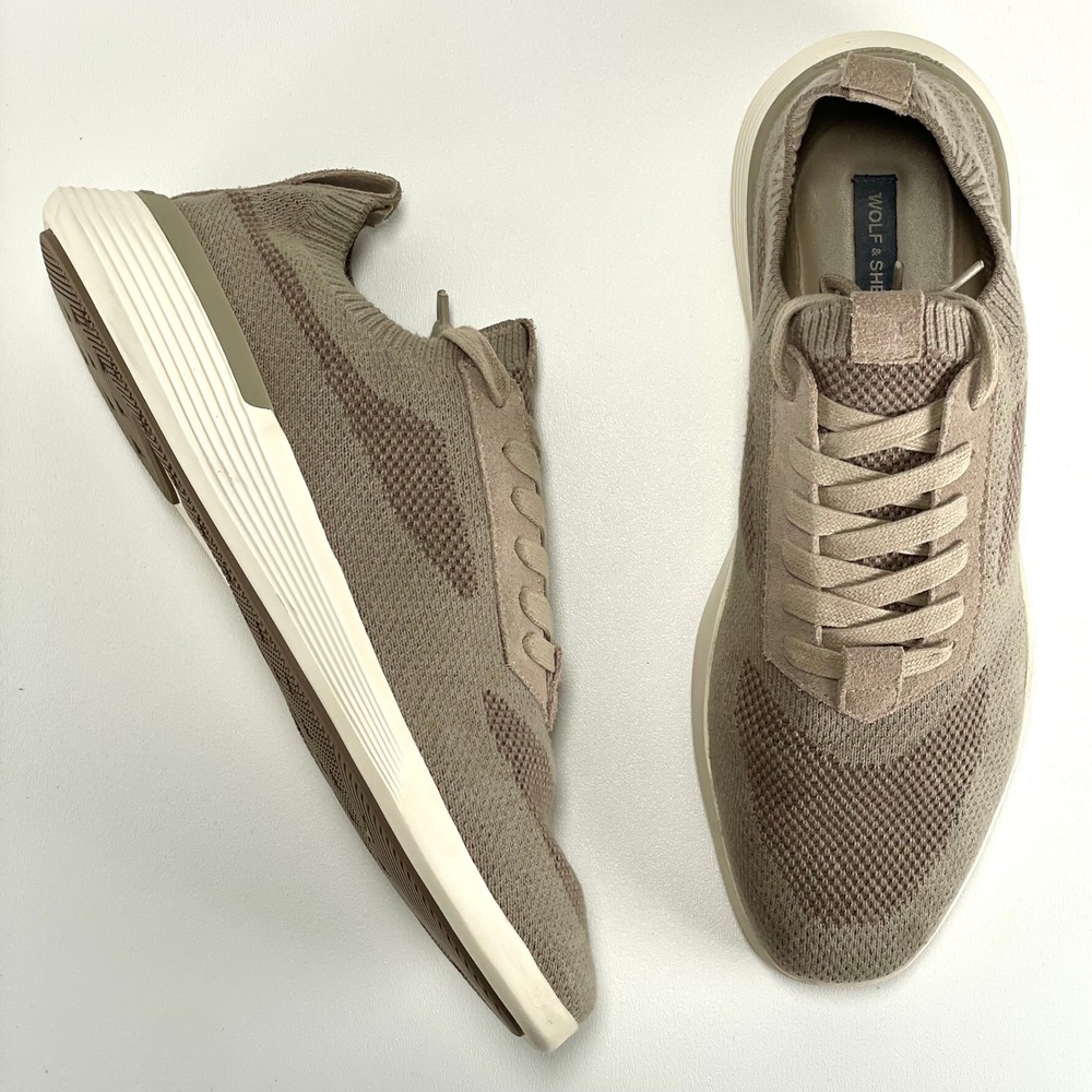 Wolf And Shepherd SupremeKnit Trainers Mens 7 Desert Tan Pull-On Derbys Preppy‎